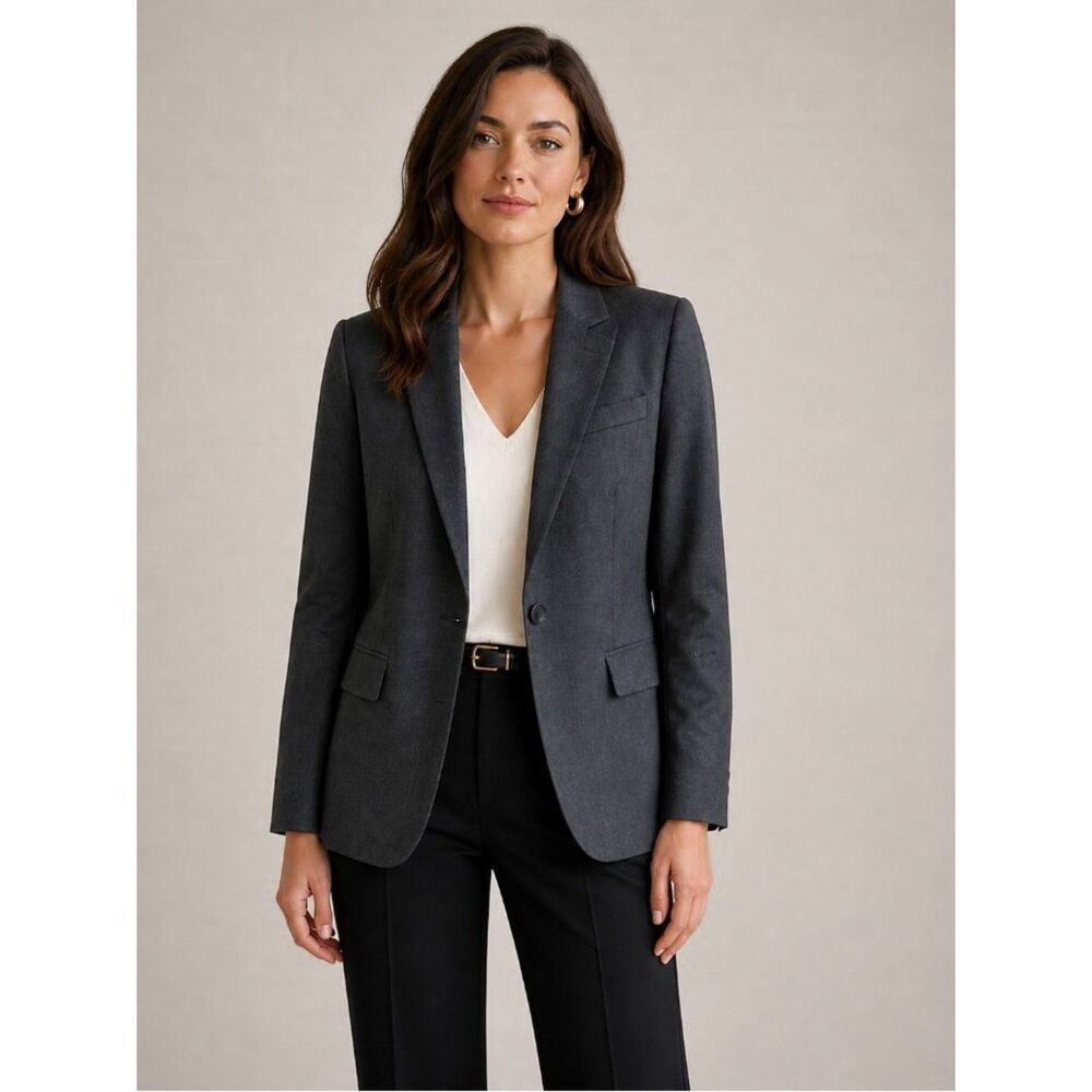 G Label by Goop GWYN Wool Blazer Womens 4 Charcoal Gray Tailored Jacket